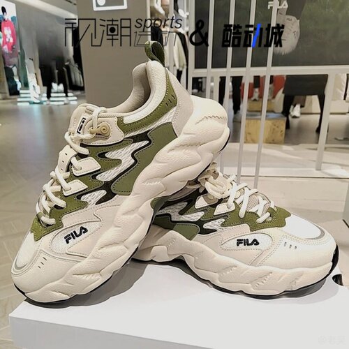 斐乐蕨草二代白绿男休闲老爹鞋