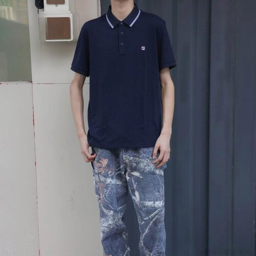 斐乐传奇蓝男简约透气商务POLO衫