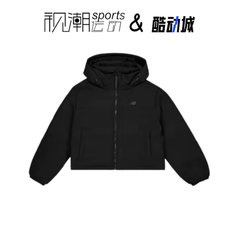 NB黑色女子保暖连帽羽绒服外套