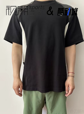 New Balance NB黑色男女拼接透气运动休闲圆领短袖T恤NEE17113-BK