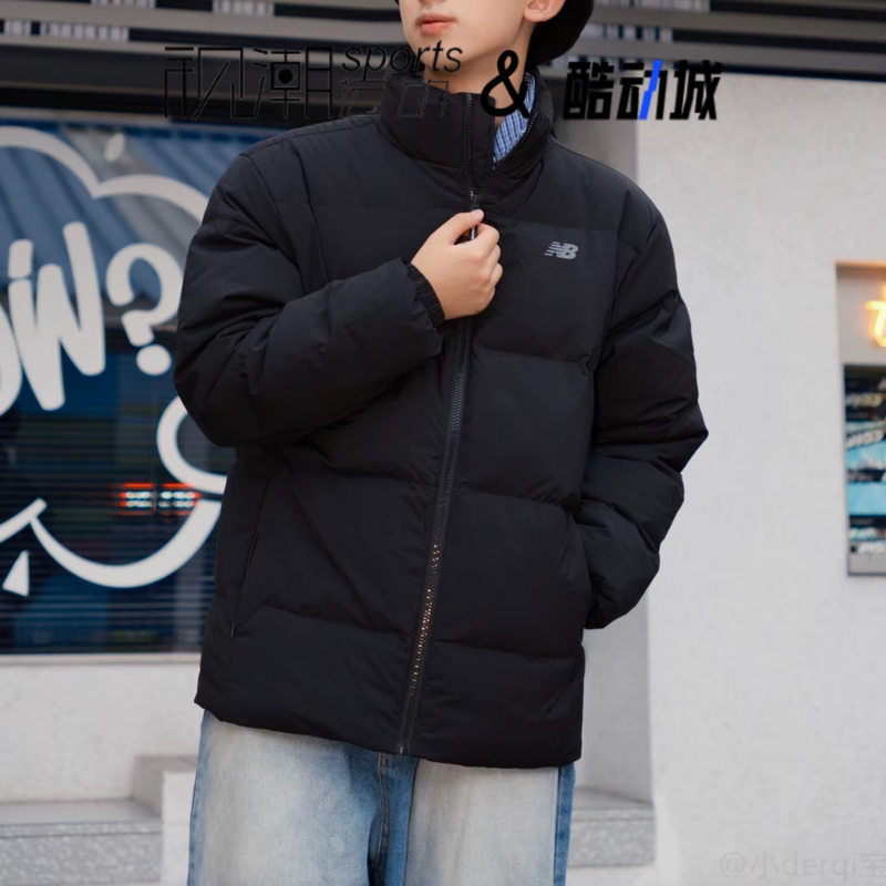 NB黑色羽绒服立领保暖运动休闲