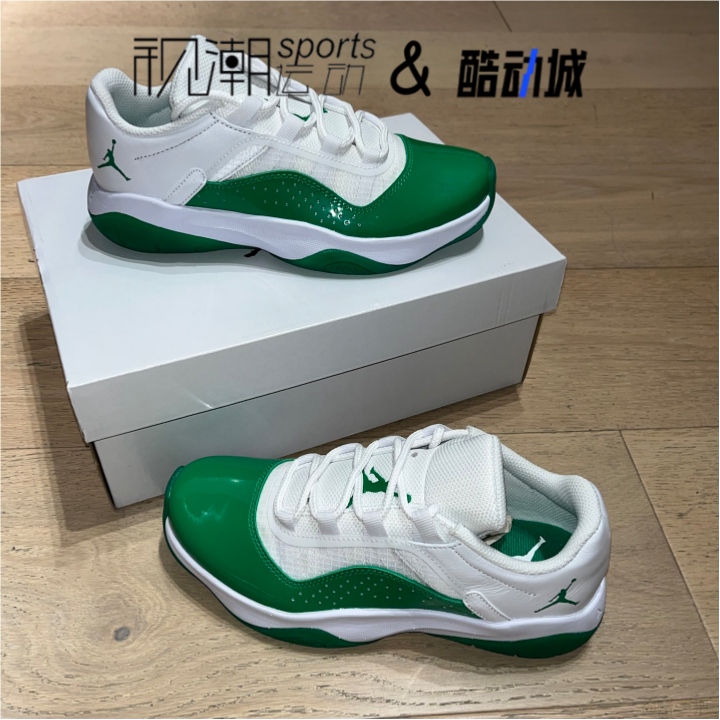 AJ11白绿色舒适耐磨训练篮球鞋