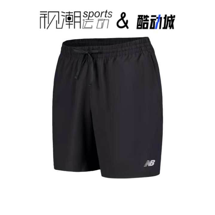 NB黑色透气运动休闲直筒五分短裤