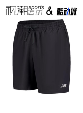 New Balance NB黑色男纯色透气运动休闲梭织短裤五分裤MS41234-BK