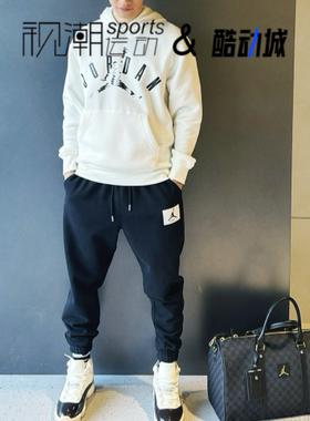 Jordan白色男舒适百搭运动宽松加绒套头长袖连帽卫衣FD7416-133
