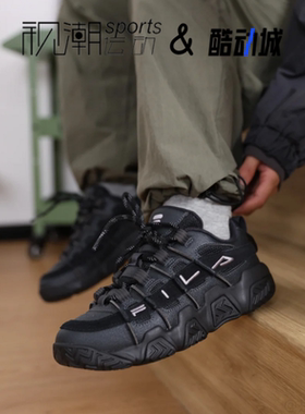 FILA斐乐面包鞋 黑色女子厚底耐磨老爹鞋复古篮球鞋T12W433212FSF