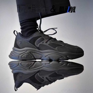 FILA斐乐火星二代 黑色男加绒保暖减震跑步老爹鞋F12M442124FBK