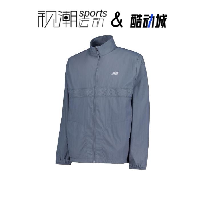 NB蓝色简约立领运动休闲夹克外套