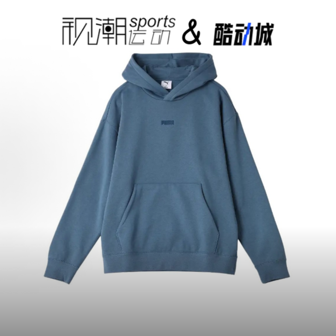 彪马蓝色加绒卫衣连帽运动休闲