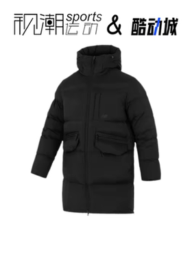 New Balance NB 黑色男中长款连帽保暖鹅绒羽绒服外套NPE41341-BK