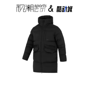 New Balance NB 黑色男中长款连帽保暖鹅绒羽绒服外套NPE41341-BK