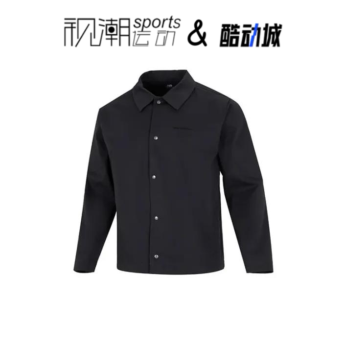 New Balance NB黑色男子翻领工装宽松防风夹克外套MJ23552-PHM