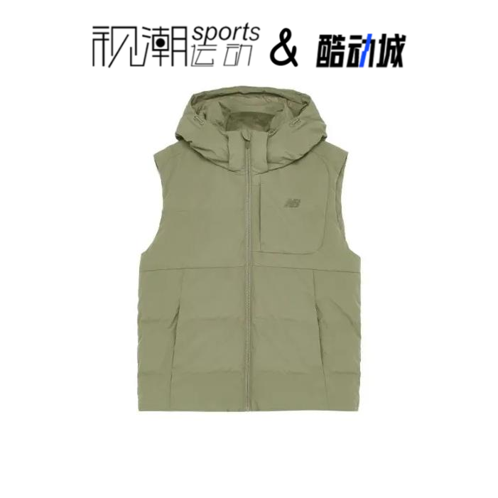 New Balance NB 军绿色男保暖连帽休闲运动羽绒马甲NJD46101-KH
