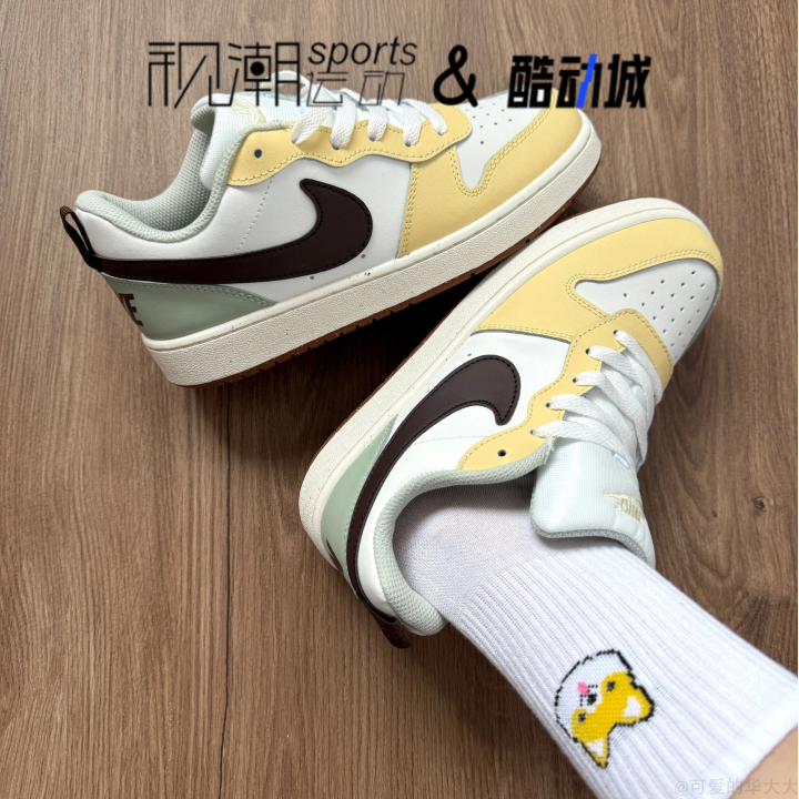 Nike耐克Court Borough白黄哈密瓜男女童舒适拼接板鞋HV1804-121