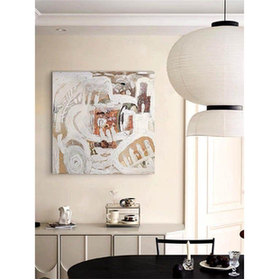 纯手绘奶油风艺术油画高级感客厅抽象装饰画民宿卧室肌理悠然挂画