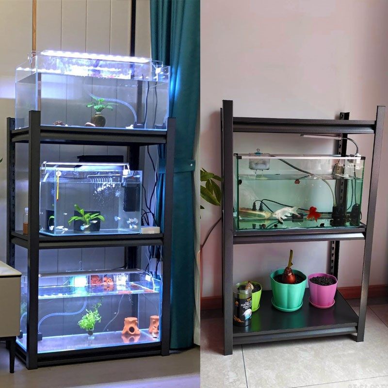鱼缸架多层超强承重花架一体三层可移动铁艺小型货架置物架展示架