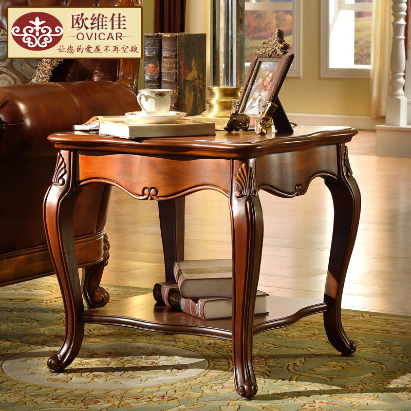 欧维佳 美式角几 沙发边几 客厅摆放储物小方几 沙发背几实木角几