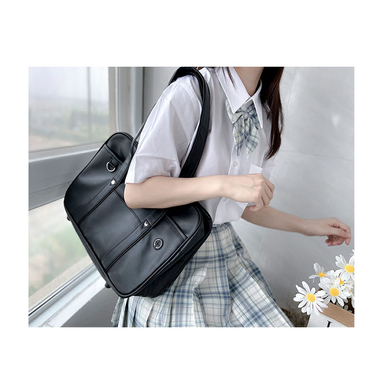 日本PU制服单肩手提电脑包