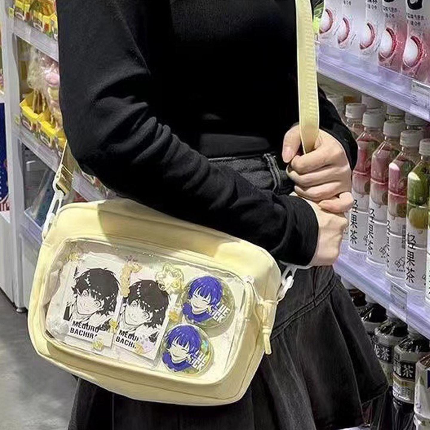 可爱少女百搭手提斜挎痛包日系学院二次元JK透明单肩斜挎包吧唧女