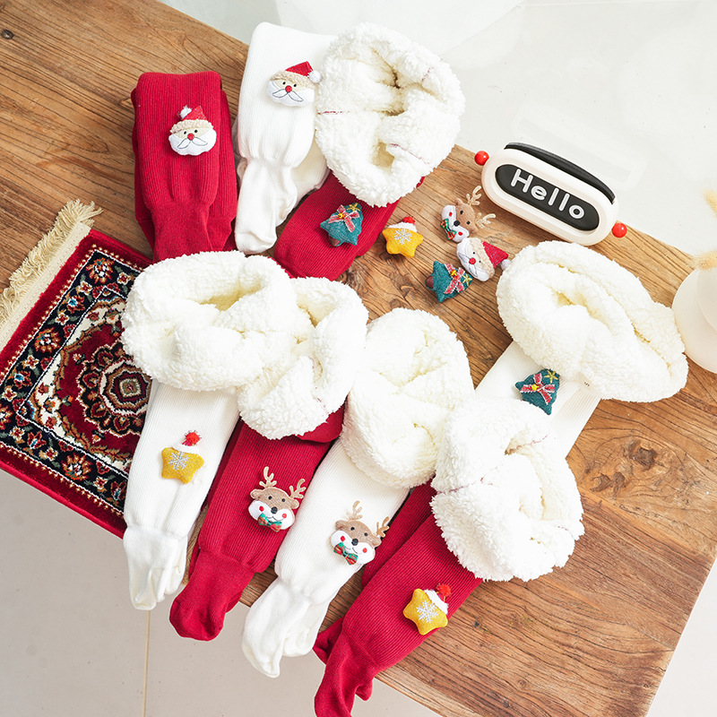 女童冬款云朵绒连脚裤