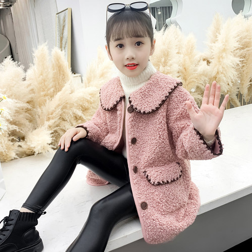 女童外套秋冬季2026新款韩版儿童洋气毛毛衣小女孩时髦大衣中长款 - 封面