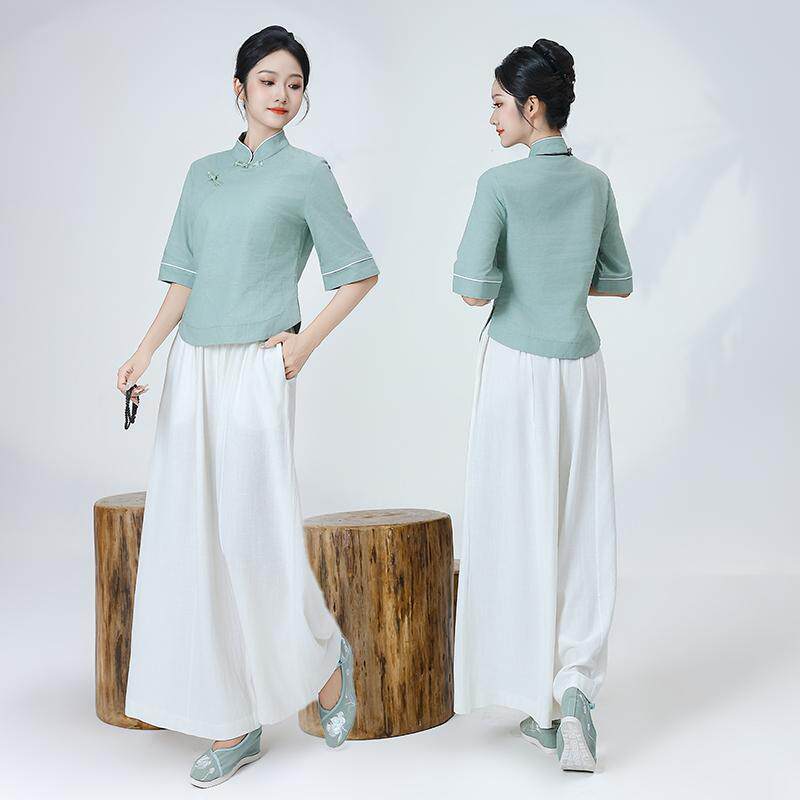 高端禅修居士服女款中式打坐