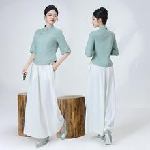 佛系禅意女装素衣唐装中国风年轻款棉麻茶服女夏装居士服女款套装