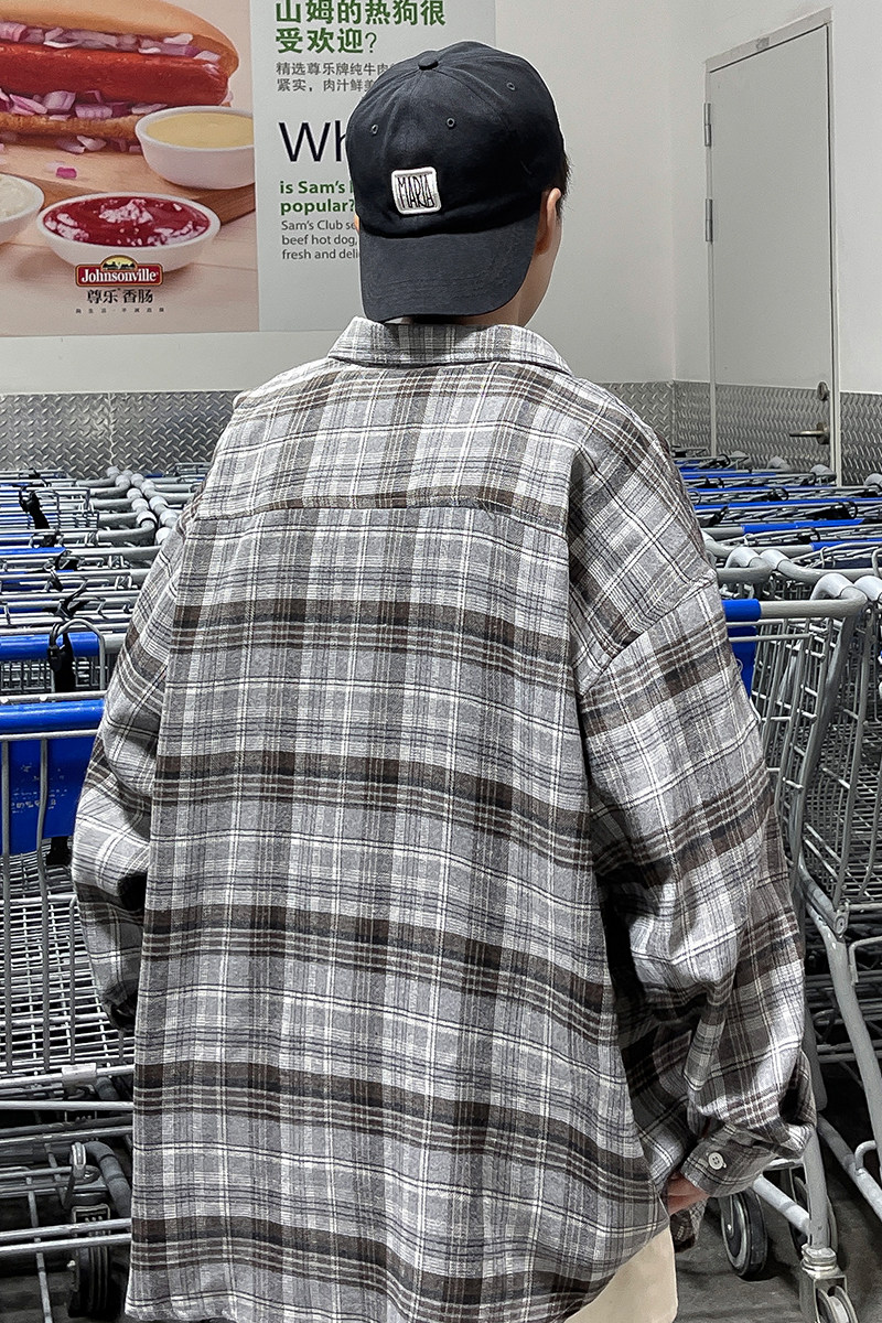 2021早秋新款男士衬衫大码港风条纹复古格子开衫QT4029-CS01,男装衬衫,电商A021