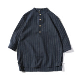 2026夏季风现货棉麻条纹立领复古盘扣七分袖衬衫CS88-P45,男装衬衫,电商A021,四季星座 2026夏季风现货棉麻条纹立领复古盘扣七分袖衬衫CS88-P45,男装衬衫,电商A021,四季星座