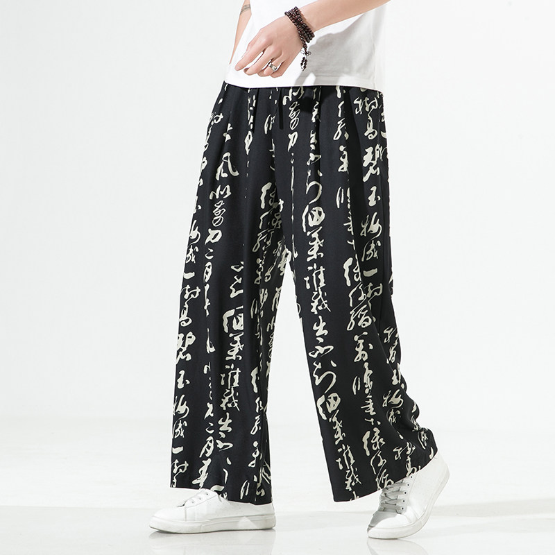 风2026夏季新品古文字潮男拖地休闲裤男KZ02-P50,男装休闲裤,电商A021