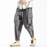 现货21春夏休闲男士棉麻哈伦束脚绣花织带工装裤QT4029，男装休闲裤，电商A021