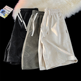 2023复古高街麂皮绒刺绣港风短裤五分裤抽绳大码DK9928-P48-控78，男装牛仔裤，电商A021