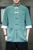 现货~风棉麻复古盘扣茶服开衫翻袖撞色七分袖男MT2310-P65，男装卫衣，电商A021