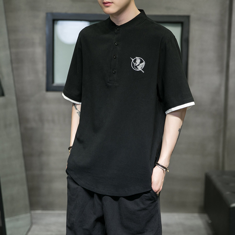 夏季男士上衣衬衫棉麻假两件撞色休闲T恤T511,男装T恤,电商A021