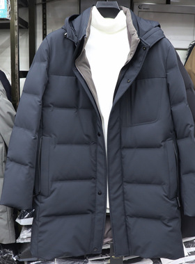 2025冬季新款奥克狐狸男装休闲男士简约百搭中长活套羽绒服25872