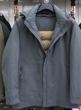 2025冬季新款杰克雄狮男装休闲男士简约可脱卸帽活套鹅绒服25657