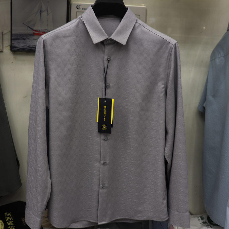 2025秋季新款巴克顿男装男士休闲长袖翻领薄款衬衫上衣舒适15078