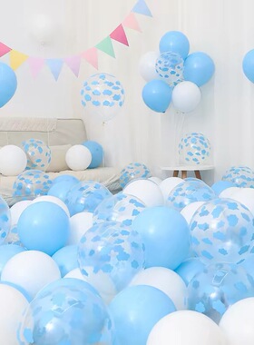 教室六一毕业幼儿园场景布置装饰深蓝浅蓝蓝白色马卡龙蓝色气球