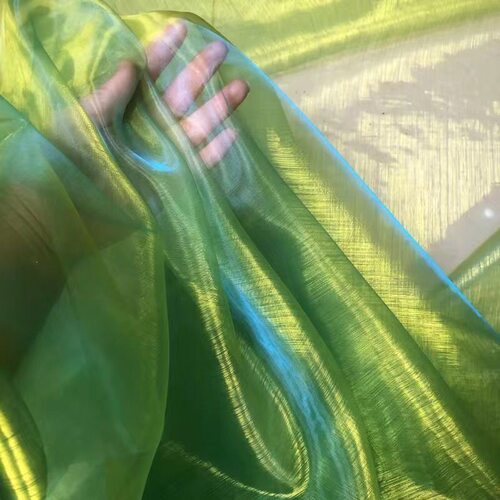 绿色 幻彩渐变欧根纱透明服装布料软纱纱幔婚礼面料背景布幼儿园