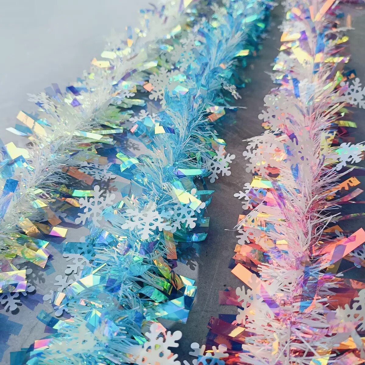 幻彩雪花毛条彩带圣诞节装饰派对布置拉花节日彩条冬季氛围用品