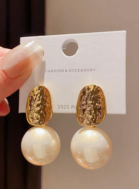 高级感法式复古夸张珍珠大耳环女轻奢小众设计感气质百搭耳钉耳饰