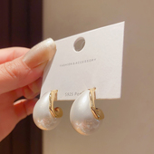 法式 小众设计师款 水滴珍珠大耳环女高级感轻奢复古气质耳钉耳饰