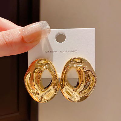 夸张肌理几何大版耳饰复古