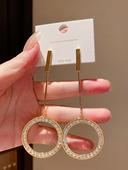 高级感轻奢满钻几何圆环耳环女复古欧美夸张18K金色大版 耳坠耳饰