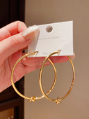 夸张打结大圆圈大耳环女复古18K金色气质圆环耳圈小众设计感耳饰