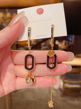 高级感轻奢长款几何不对称耳环女简约百搭网红气质流苏耳坠显瘦