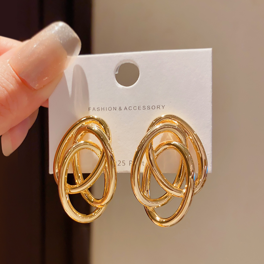 欧美复古夸张金属冷淡风多层缠绕耳环女高级感独特设计气质耳饰