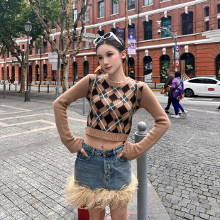 Mystical 圆领毛衣 Beauty羊毛菱格长袖