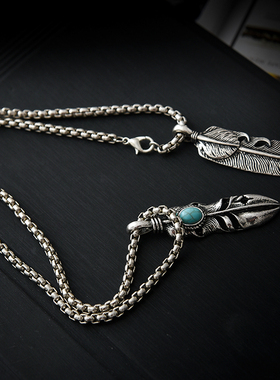 余文乐同款羽毛项链男女雪梨潮叶子鹰爪复刻日系高桥吾郎羽毛吊坠