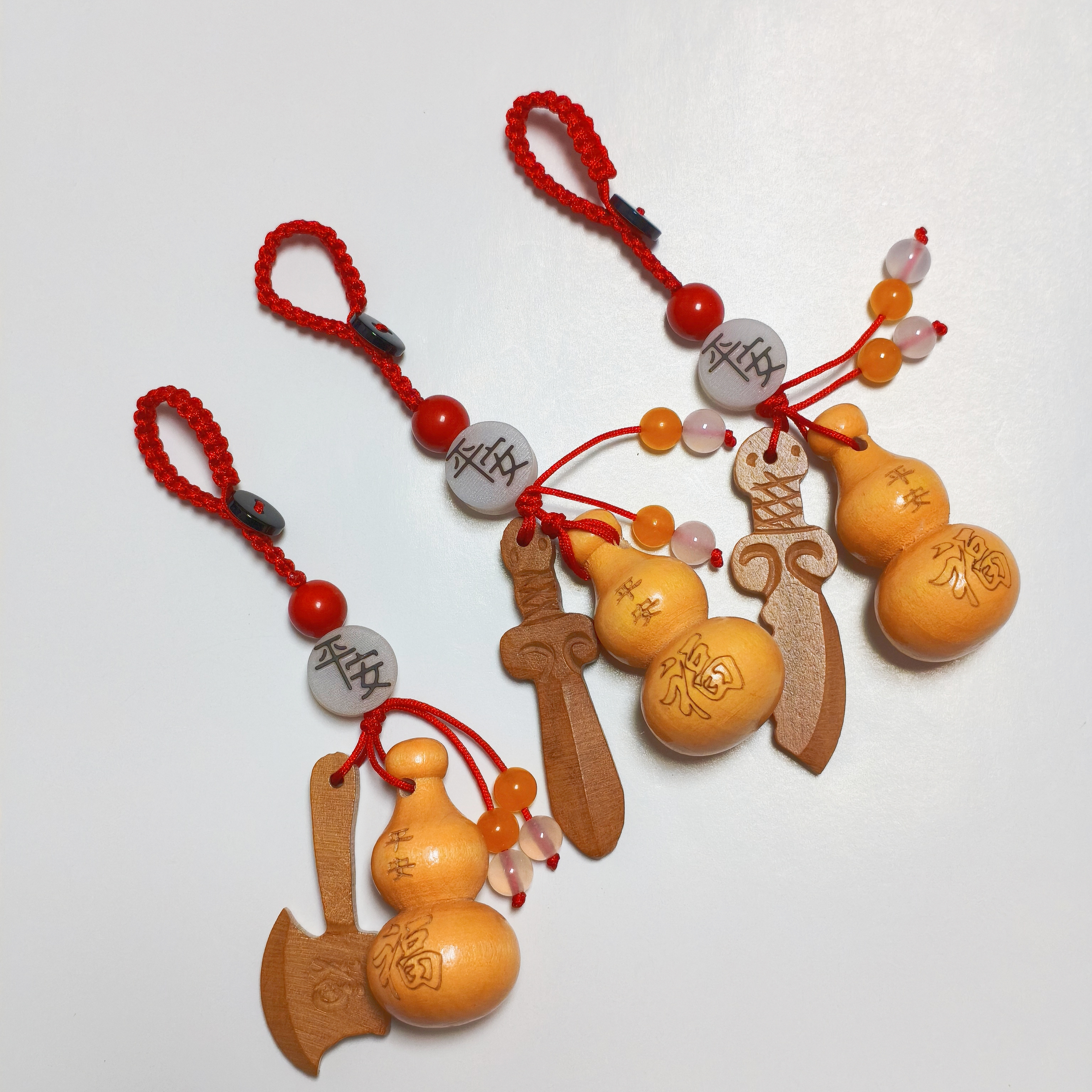 真桃木平安葫芦男女挂件朱砂钥匙扣化解门对门夜路神器招财桃木剑